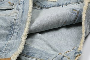 Chaquetas Vaqueras Vintage Personalizadas con Bolsillos Desgastados, Cuello Alto y Diseño de Parches, con Capucha, Unisex para Hombre - Product Image 2