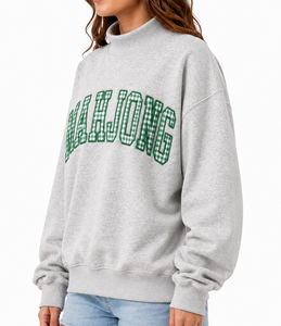 Sudadera de cuello alto para mujer, personalizada con bordado, de algodón transpirable, forro polar, estilo oversize, con logo frontal, ecológica, para invierno. - Product Image 4