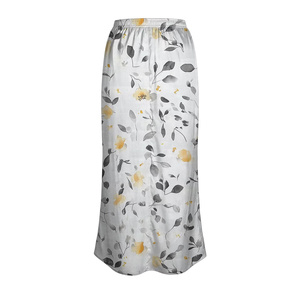 Women's Chiffon Floor-Length A-Line <b>Skirt</b> <b>Elastic</b> <b>Waist</b> Digital Printed Leaf Soft Full-Length Spring Style Elegant All Seasons - Product Image 4