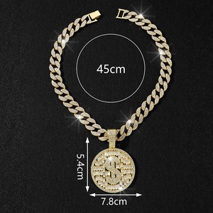 Gold Cuban <b>Chain</b> With Pendant Set Hip Hop Necklace for Men Miami <b>Chains</b> <b>Iced</b> Out Men Necklace With Pendant Jewelry GiftGold Cuba - Product Image 2