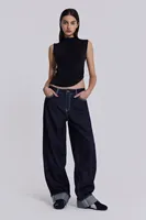 Jean en denim décontracté taille haute ample à jambe large imprimé léopard respirant et écologique style Y2K pour femme avec broderie logo personnalisée