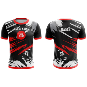 เสื้อฟุตบอลชายแบบสั่งทำ แขนสั้น พิมพ์ลายแบบซับลิเมชั่น ระบายเหงื่อได้ดี พร้อมปักชื่อทีมและโลโก้ ชุดกีฬาฟุตบอล รับผลิตแบบ OEM ODM - Product Image 1