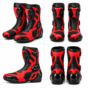 Bottes de course en cuir pour moto, taille adulte unisexe, chaussures de protection professionnelles pour motocross, bottes de course en cuir à coque rigide - Product Image 5