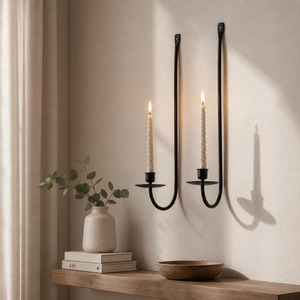 Modern Black Metal <b>Wall</b> Mounted <b>Candle</b> Holder Premium metal <b>Wall</b> <b>Sconce</b> <b>for</b> Living Room Bedroom Decor - Product Image 5