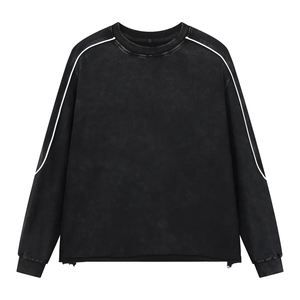OEM <b>Men</b> Women Acid Wash Sweatshirt Oversized Vintage Crewneck Streetwear Custom Logo OEM ODM Wholesale - Product Image 1