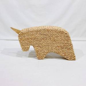 Woven wicker water hyacinth wall <b>shelf</b> kid <b>bedroom</b> decorative book display racks unique unicorn shape hanging organizer holder - Product Image 3