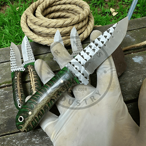 Cuchillo de Hoja Fija de Acero Inoxidable Hecho a Mano con Mango de Resina y Funda de Cuero, Estilo Vaquero, para Caza al Aire Libre, Venta al Por Mayor - Product Image 5