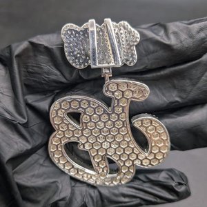 Colgante de plata de ley 925 con inicial G, colgante con nombre personalizado con diamante de moissanita VVS, colgante estilo hip hop para hombres y mujeres. - Product Image 5