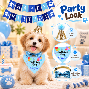 Ensemble de décoration pour fête d'anniversaire d'animaux de compagnie, fournitures pour chien et chat, accessoires mignons pour fête d'anniversaire pour animaux de compagnie - Product Image 1