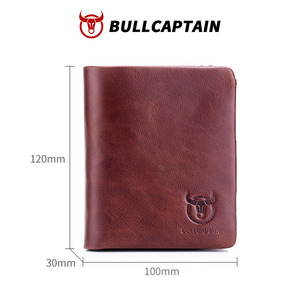 BULLCAPTAIN <b>Men</b> Genuine LeatherWallet Vintage Cowhide Leather Bifold Purse Custom Logo <b>RFID</b> Blocking <b>Wallet</b> Card Holder - Product Image 6