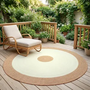 Alfombra Moderna para Exteriores de Poliéster Trenzado Cuadrado, Antideslizante con Respaldo de Látex, Reversible, Apta para Mascotas, Lavable, de Pelo Plano, para Patio o Terraza - Product Image 2