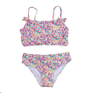Conjunto de Bikini Halter para Niñas en Oferta - Traje de Baño Personalizado con Estampado Floral para Niñas de 2 a 8 Años con Lazo Sexy y Mezcla de Spandex de Alta Calidad - Product Image 3