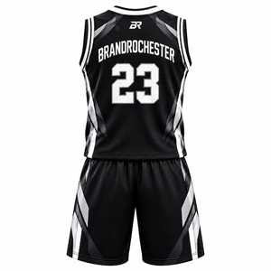 Conjunto de Uniforme de Baloncesto Sublimado Negro para Hombre, Transpirable, sin Mangas, Cuello en V, Jersey y Pantalones Cortos Deportivos - Product Image 2