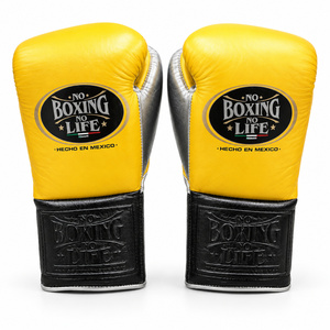 No Boxing No Life Leather Boxing Gloves Yellow <b>Black</b> <b>Lace</b>-Up Training Gloves Hecho En Mexico Adult Full Finger - Product Image 1