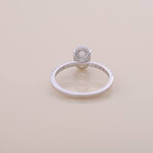 IGI Certified Oval Cut Lab Grown Diamond Hidden Halo Engagement & Wedding Ring with Pavé Band in <b>Solid</b> 925 Sterling <b>Silver</b> - Product Image 4
