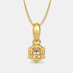 Two Tone Round Solitaire Lab Grown Diamond Pendant Necklace - Product Image 4