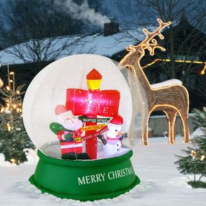 Decorazione Natalizia Gonfiabile da Esterno di 1,2 Metri, Globo di Neve con Babbo Natale, Pupazzo di Neve e Segnale Stradale - Product Image 4
