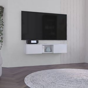 Glen TV Stand con Design flottante porte laterali e scaffale multimediale centrale - Product Image 1