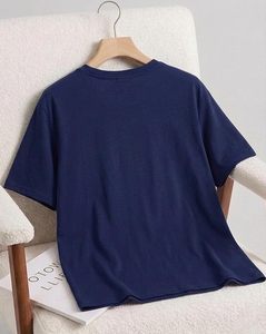 Camiseta Oversize Azul Marino para Mujer con Estampado Raw Energy 80, Corte Holgado, Cuello Redondo, Manga Corta, de Algodón Jersey - Product Image 2