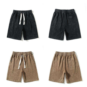 Shorts pour hommes très demandés, Bermuda en coton gris pour hommes, taille à cordon, couleur unie, tricoté, respirant, taille mi-haute, décontracté - Product Image 4