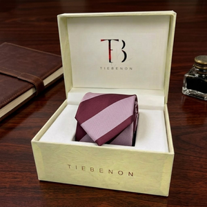 <b>Tie</b> Benon Onion Pink Wine Broad Stripe Silk <b>Tie</b> | Pocket Square <b>Set</b> Elegant Stylish | Formal Wedding Business Accessory Premiums - Product Image 3