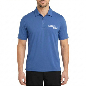 Polos azules de alta calidad para hombre con el logotipo de tu marca, manga corta, transpirables, 100% algodón/poliéster, polos unisex. - Product Image 5