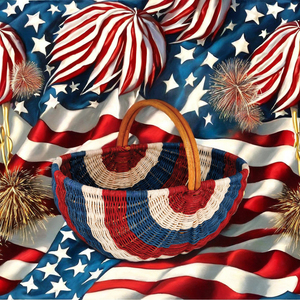 ตะกร้าปิกนิกหวายพับได้คุณภาพสูงสไตล์วินเทจอเมริกัน สำหรับงานเทศกาล งานแฮนด์เมด เป็นมิตรกับสิ่งแวดล้อม เหมาะสำหรับตั้งแคมป์ วันรำลึก/วันที่ 4 กรกฎาคม - Product Image 5