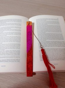 Marque-pages décoratifs en résine au design Art Déco, forme créative, fleurs séchées en cristal - Product Image 6