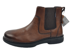 Botas Chelsea de Piel Marrón para Hombre, Altura al Tobillo, Punta Redonda, Laterales Elásticos, Suela de Goma Impermeable, para Todas las Temporadas - Product Image 5