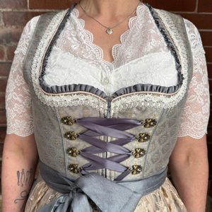 Women's Bavarian Style Dirndl Dress Traditional <b>Beer</b> Festival Folk Costume Mini A-Line Lace Dress with Apron - Product Image 6