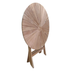 Mesa de Comedor Redonda Plegable de Madera con Patas en Forma de X para Uso en Interiores y Exteriores, 4 Plazas, Diseño Rústico Moderno - Product Image 2
