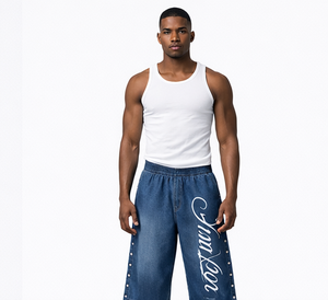Custom Wholesale Men’s Baggy Denim Jorts Wide Leg Streetwear Jean Shorts Loose Fit Hip Hop Bermuda Denim Shorts OEM - Product Image 2