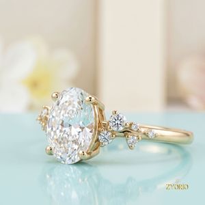 Bagues de luxe personnalisées en diamant, argent S925 plaqué or 18 carats, 1 carat CVD HPHT, ovales, cultivées en laboratoire, certifiées IGI, coupe excellente, unisexe - Product Image 5