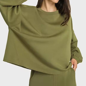 Conjunto deportivo de 2 piezas para mujer, de algodón, corte holgado, cómodo, con sudadera y pantalones deportivos. - Product Image 6