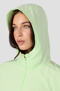 Ensemble veste coupe-vent légère et short vert pour femme, survêtement athlétique à capuche avec fermeture éclair intégrale, tenue décontractée avec panneaux latéraux contrastés - Product Image 6