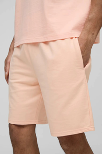 Shorts en molleton de coton pêche pour homme, coupe droite, imprimé graphique, taille à cordon, style décontracté streetwear, shorts de sport d'été - Product Image 3