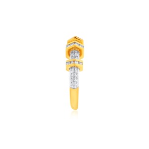 Anillo Abierto Geométrico de Diamantes Naturales en Oro Amarillo de 18K de Lujo para Mujer, Elegante Joyería Fina para Aniversario de Bodas - Product Image 4