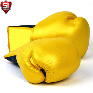 SUMROOS INDUSTRY <b>Yellow</b> Boxing Gloves Leather <b>Lace</b>-Up Adjustable Wrist Strap Durable Training Gear - Product Image 3