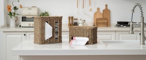 StorageWorks Trash Bag Holder with Lid Handmade <b>Storage</b> <b>Basket</b> Wholesale eco-friendly Made in Viet Nam - Product Image 6