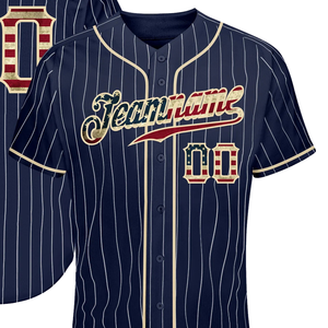 Navy White Pinstripe Baseball Jersey for Men Button Down Team Uniform Breathable Lightweight <b>Athletic</b> Tournament Sports Apparel - Product Image 2