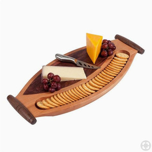 Ensemble de 3 plateaux de service en bois écologiques, peints à la main, design bohème, pour cadeaux, décoration de table, fabriqué au Vietnam - Product Image 6