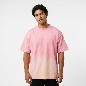 Camiseta de Algodón Rosa Oversize para Hombre, Cuello Redondo, Manga Corta, Casual, Color Liso, Tejido de Punto, Corte Regular - Product Image 4