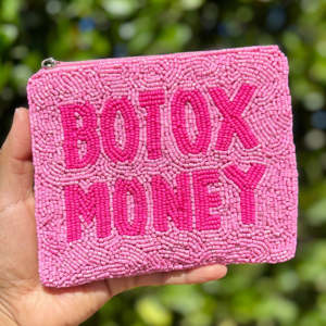 Monedero de lujo con cita divertida y cuentas, bolsa para dinero estilo Botox, mini cartera personalizada con cuentas de semillas, bordado hecho a mano, regalo bohemio al por mayor - Product Image 3