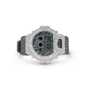 Elegante Reloj Digital con Incrustaciones de Diamantes Moissanite, Cronógrafo, Fecha Automática, Correa Negra, Unisex - Product Image 1