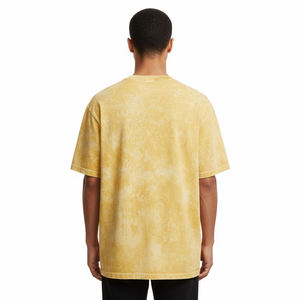 T-shirt surdimensionné tie-dye pour homme, manches courtes, col rond, décontracté, en jersey de coton, motif jaune, coupe ajustée - Product Image 4