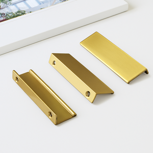 Cheap Price Brushed <b>Gold</b> Aluminum Alloy Edge <b>Pull</b> Cabinet Handle Minimalist <b>Drawer</b> <b>Pull</b> for Kitchen Bathroom Wardrobe - Product Image 1