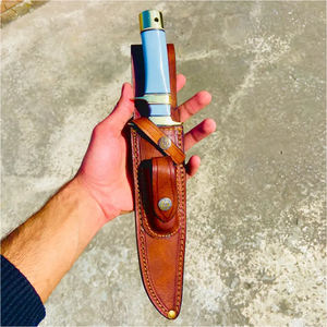 Couteau Bowie artisanal sur mesure avec étui, lame en acier haute teneur en carbone, garde en laiton, cadeau personnalisé - Product Image 5