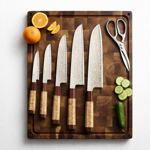 Couteau de cuisine OEM fait à la main personnalisé cuivre damas acier bois + Padauk Burl Chef gaine haute qualité survie Camping - Product Image 1