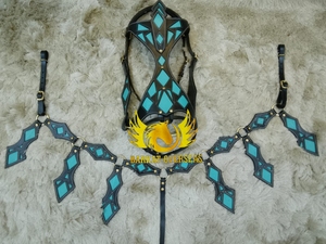 Équipement équestre en cuir sur mesure avec incrustations turquoise, bride et collier en cuir, équipement confortable et durable, prêt à être expédié. - Product Image 1