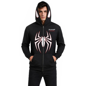 Sweat à capuche d'hiver personnalisé en polyester/coton de haute qualité avec broderie en flock effet toile d'araignée, logo imprimé sur mesure, écologique - Product Image 3